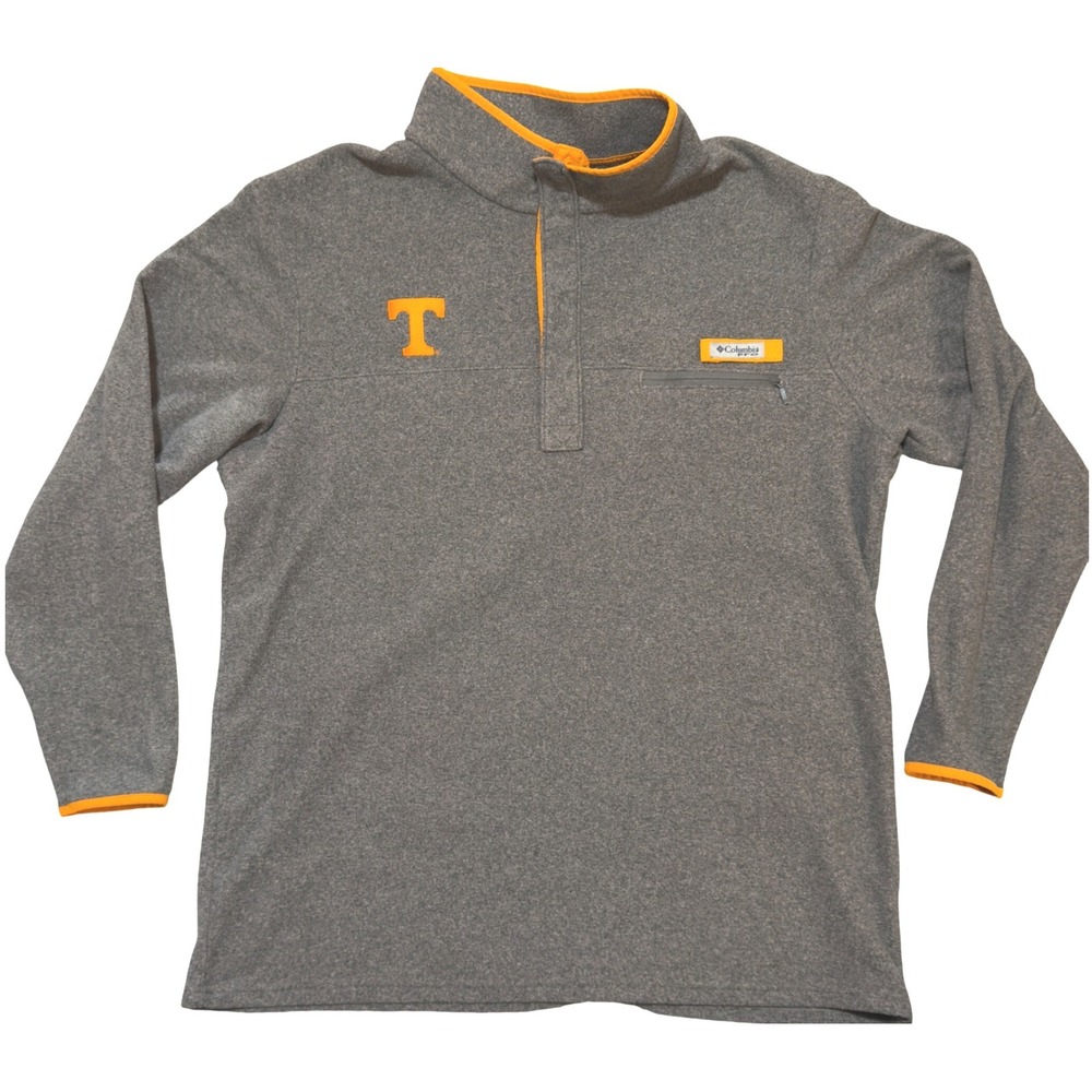 Columbia PFG Tennessee Volunteers Fleece Pullover Mens XXL Gray Orange NCAA Gorp